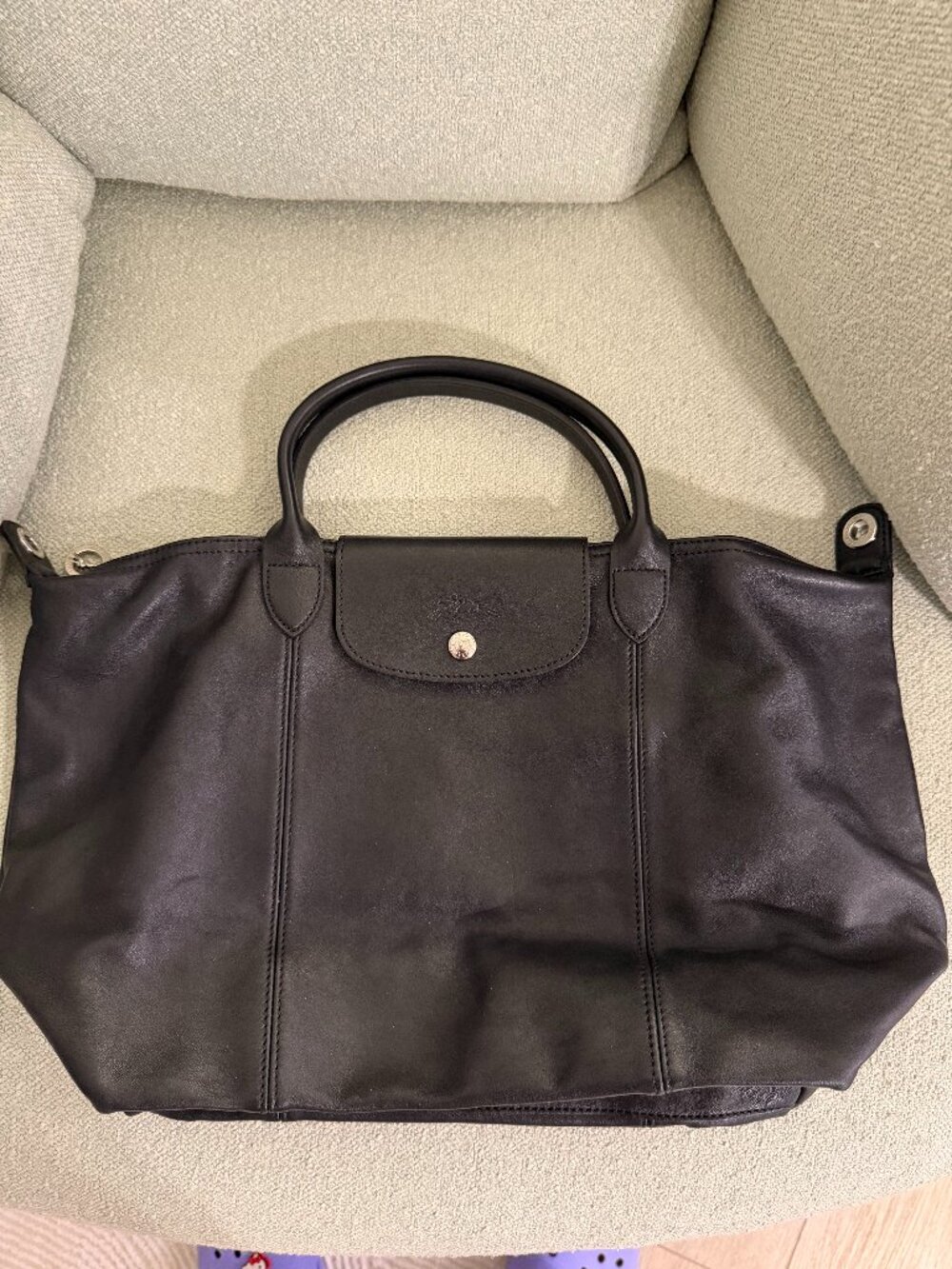 Longchamp leather top handle bag